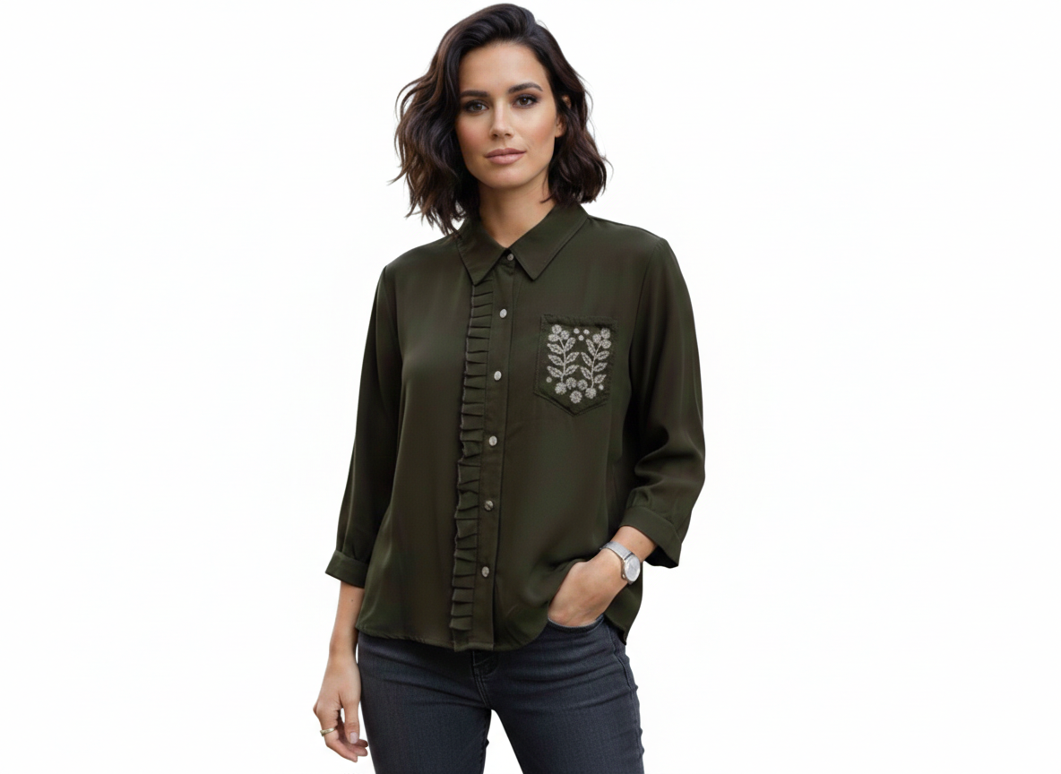 The Elara Olive Blouse