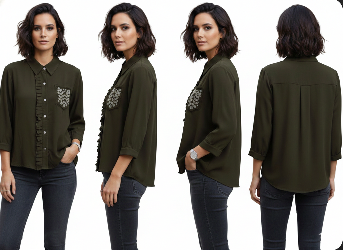 The Elara Olive Blouse - Image 2
